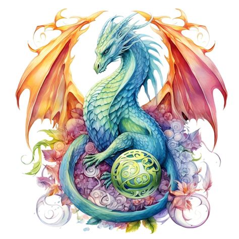 Wundersch Ne Drachen Aquarell Clipart Illustration Premium Foto