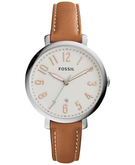 Fossil Womens Jacqueline Tan Leather Strap Watch 36mm Es3942 Watches Jewelry And Watches