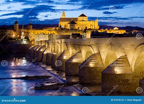 Cathedral Mosque and Roman Bridge in Cordoba Stock Image - Image of ...