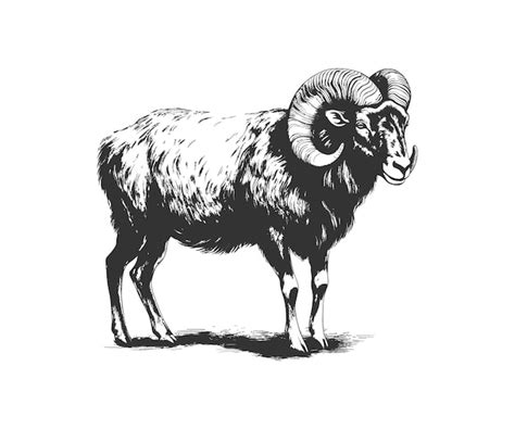 Premium Vector Ram Animal Realistic Hand Drawn Sketch Vector