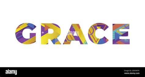 The Word Grace Concept Written In Colorful Retro Shapes And Colors