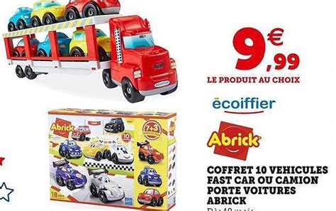 Promo Coffret 10 véhicules fast car ou camion porte voitures abrick