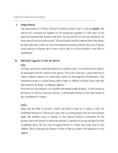 😊 Analysis on i have a dream speech. Analysis of “I Have a Dream ...