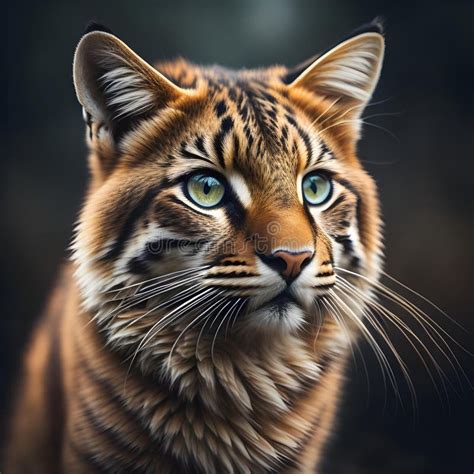 Portrait Of A Tiger With Big Green Eyes Animal Portrait Stock Image