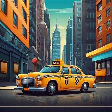 Taxi Cartoon Icon Fun And Colorful Illustration Premium AI Generated