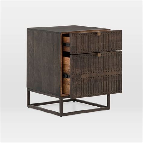 West Elm Mango Wood Iron Filing Cabinet Aptdeco