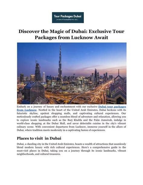 PPT Discover The Magic Of Dubai Exclusive Tour Packages From Lucknow