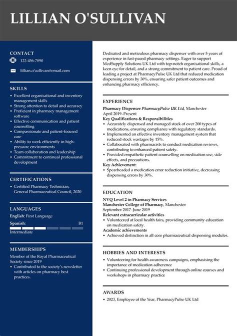 Pharmacy Assistant CV Example Writing Guide