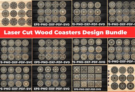 Wood Coasters Design / Laser Cut Bundle Graphic by LaijuAkter · Creative Fabrica