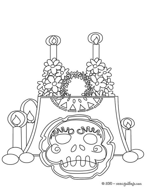 Dibujos Para Colorear Altar Con Calavera Del Dia De Los Muertos