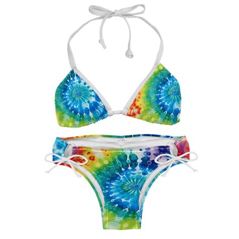 Tie Dye46 Swim Suit Women Bikini Set Detachable Sponge Adjustable Strap