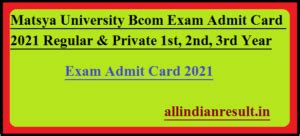 Matsya University Bcom Admit Card St Nd Rd Year Rrbmu Bcom