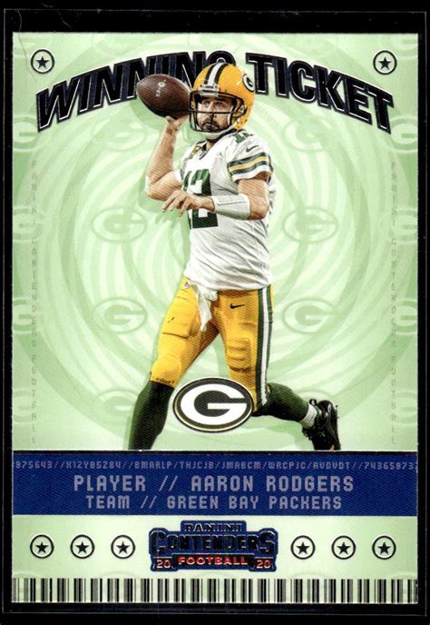 Panini Contenders Aaron Rodgers Wt Mint Winning Ticket Green Bay