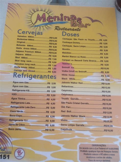 Menu Em Bar Das Meninas Restaurante Cabedelo