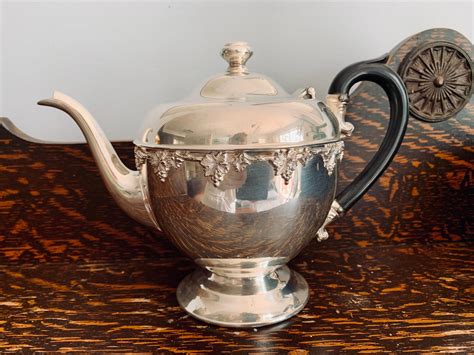 Antique Silver Teapot Wm Rogers Silverplate Teapot Add Shabby Etsy