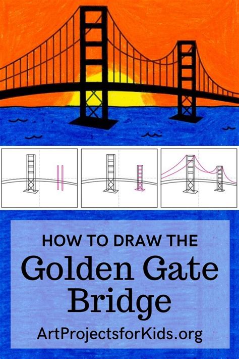 Easy How To Draw The Golden Gate Bridge Tutorial Coloring Page