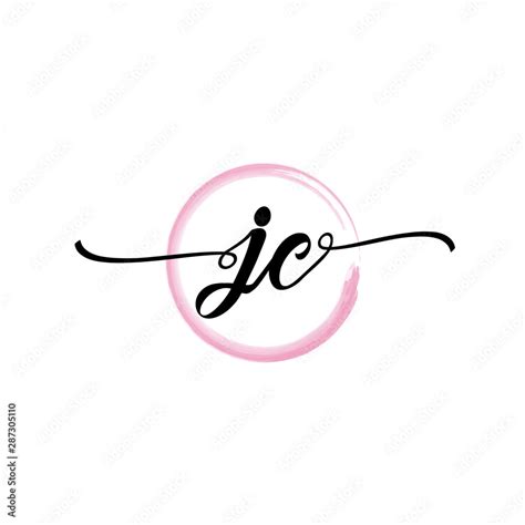 Jc Initial Handwriting Logo Template Round Logo In Watercolor Color