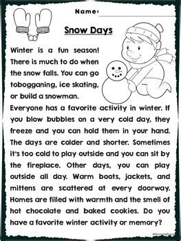 WINTER Reading Comprehension By Michelle Dupuis Education TpT