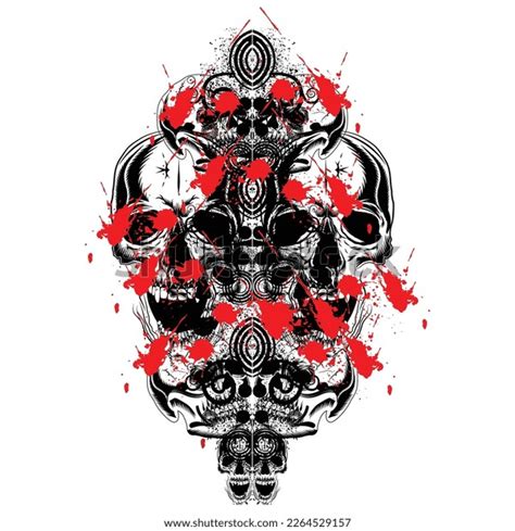 Skull Head Drawing Illustration Black Color Stock Vector (Royalty Free ...