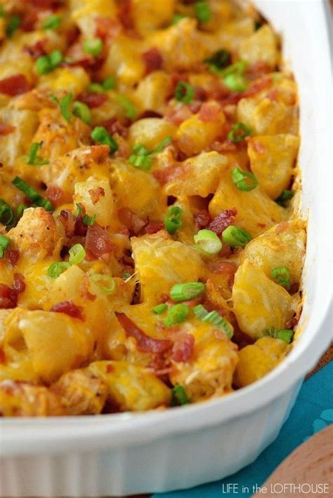 Loaded Chicken And Potato Casserole Seasoned Chicken Potatoes Cheese And Bacon This Is The