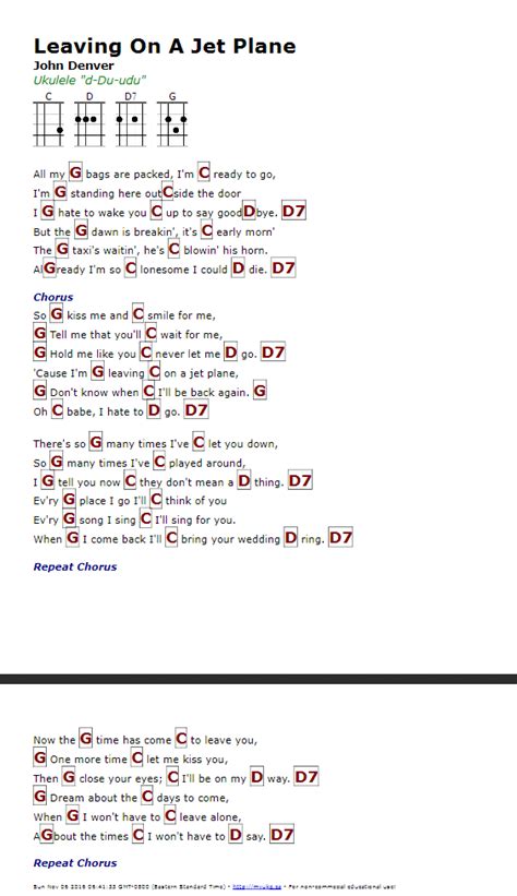 Leaving on a Jet Plane Chords - KamilarilVincent