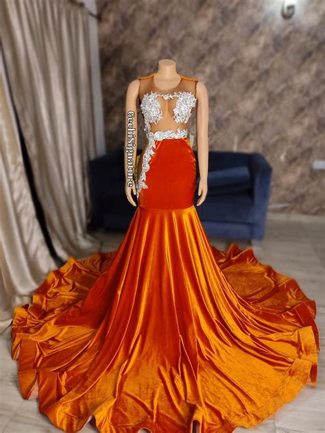 Sexy Prom Graduation Dress Orange Lux Prom Dress By Gechisignature L Afrikrea