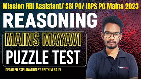 Rbi Assistant Sbi Po Reasoning Mains Mayavi Puzzle Test By