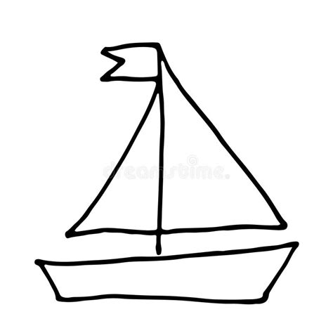 Doodle De Color De Yate E Icono Dibujado Vector De Barco Stock De