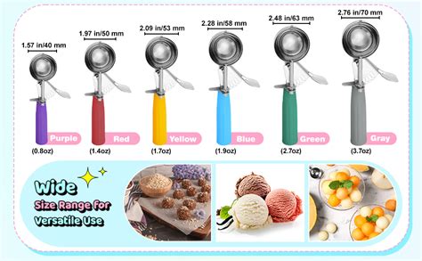 Amazon Hsei 6 Pcs Cookie Scoops Portion Scoop Ice Cream Scoop