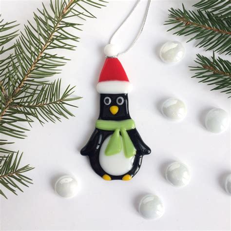 Fused Glass Christmas Penguin Decor For The Christmas Tree Christmas