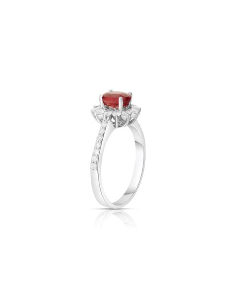 Bijuterii Inel Aur 18 Kt Floare Cu Diamante Si Rubin RG102035 02 118