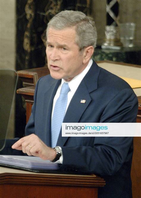 Praesident George W Bush Usa Waehrend Einer Rede Zur Lage Der Nation