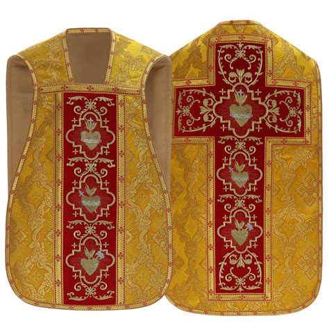 Chasuble Romaine Coeur De J Sus Marie Joseph R Agc Or Rouge