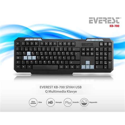 EVEREST KB 700 TR KABLOLU STANDART SİYAH Q KLAVYE