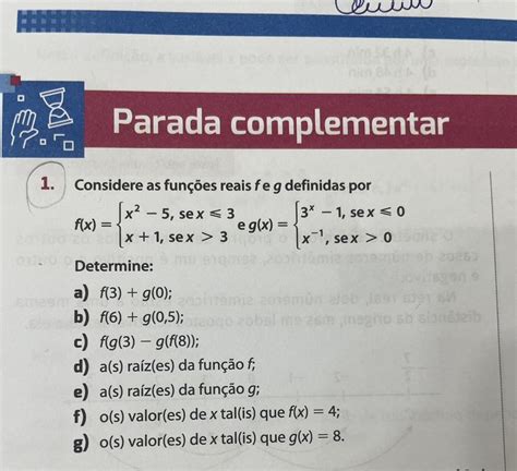 1 Considere As Funções Reais Fe G Definidas Por [x² 5 Sex