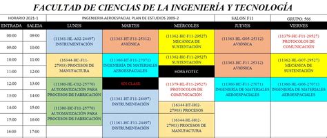 Horario Ing Aeroespacial