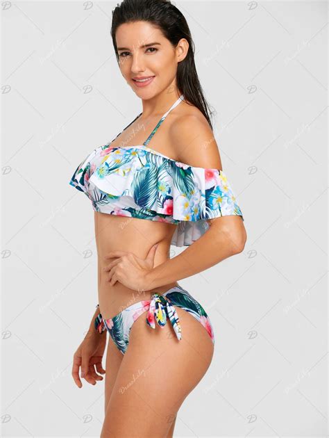 Flower Pattern Flounce Bikini Swimwear Colormix Xl In Bikinis Online Store Best Graphic