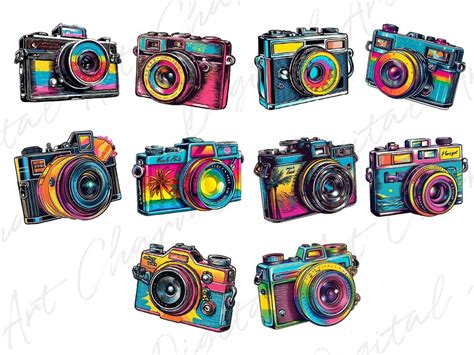 10 Vintage Retro Camera Clipart Bundle High-res Pngs for Crafting ...