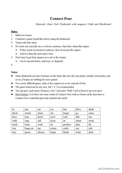 Basic Verbs Games Package (Lesson Pl…: English ESL worksheets pdf & doc