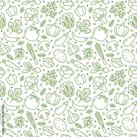 Food Background Vegetables Seamless Pattern Healthy Eating Tomato