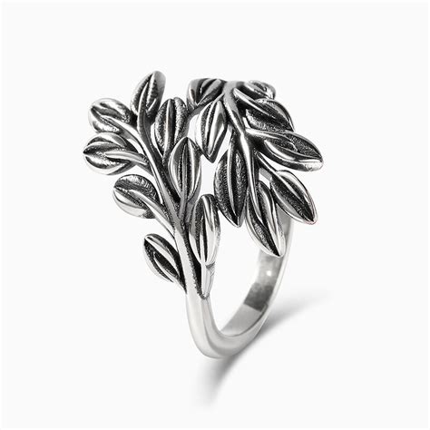 Jeulia Branches And Leaves Bypass Design Sterling Silver Ring