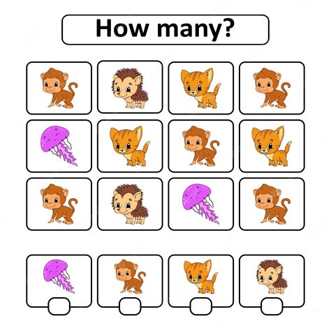 Premium Vector | Counting animals worksheet