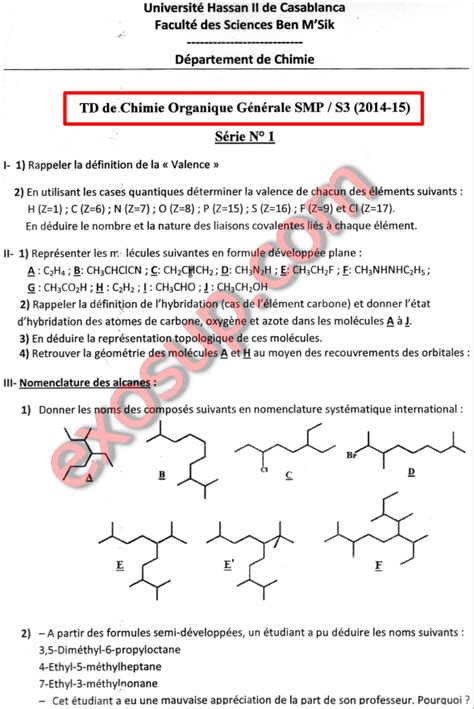 Exercice Corrig De Chimie Organique Pdf