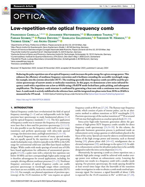 PDF Low Repetition Rate Optical Frequency Comb