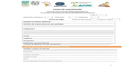 Ficha De Inscripci Nficha De Inscripci N Iv Ficha De