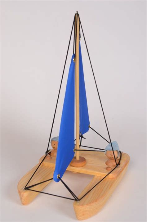 Blue Catamaran Wooden Bathing Toy By Atelier Cheval De Bois Etsy