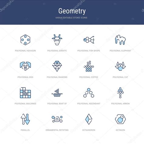 conjunto de 16 iconos de carrera vectorial como octágono octaedro