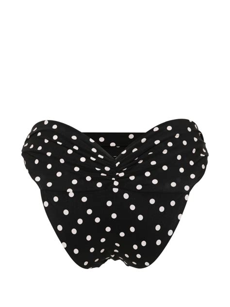 Saint Laurent Polka Dot Ruched Bikini Bottoms Farfetch