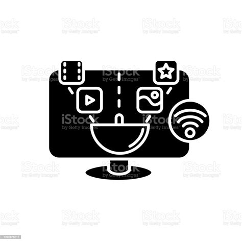 智慧電視字形圖示剪影插圖向量圖形及更多互聯網圖片 互聯網 便攜式資訊設備 側影 Istock