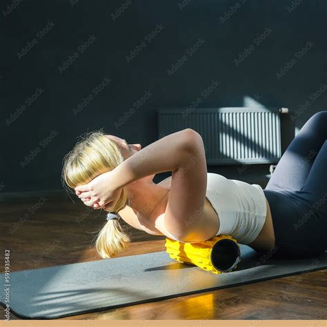 Myofascial release massage Fitness,fit,Girl engaged in stretching ...